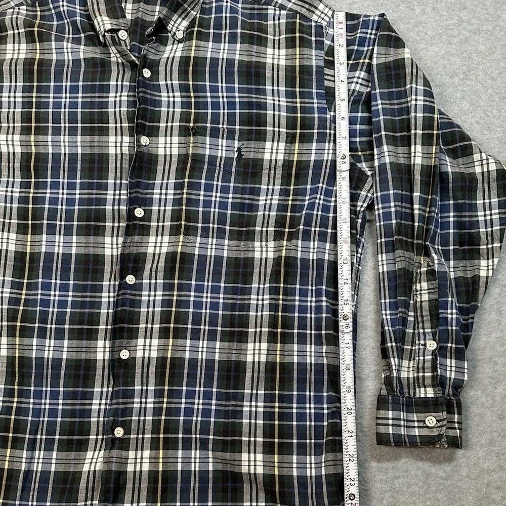 Vintage Ralph Lauren Marlowe Plaid‎ Button Down Shirt Mens Medium Cotton NOTE